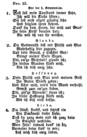 Text „Fest soll mein Taufbund immer steh’n“ im Gesangbuch von Bierbaum von 1830