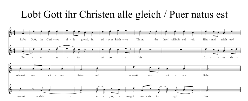 Kontrafaktur Lobt Gott, ihr Christen alle gleich / Puer natus est