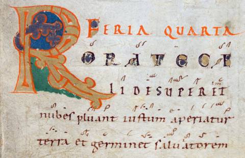 Introitus Rorate im Codex Einsidlensis 121 entstanden um das Jahr 970