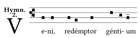 Der Beginn des Hymnus' "Veni, redemptor gentium" im Liber Hymnarius