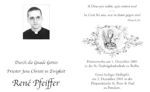 Gedenkblaettchen von der Priesterweihe von René Pfeiffer