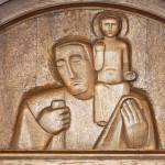 Heiliger Christophorus mit Jesus im Tympanon der Tür "In Viam Pacis" im linken...