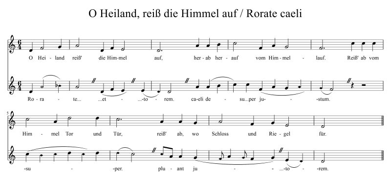 Kontrafaktur O Heiland reiß' die Himmel auf / Rorate caeli